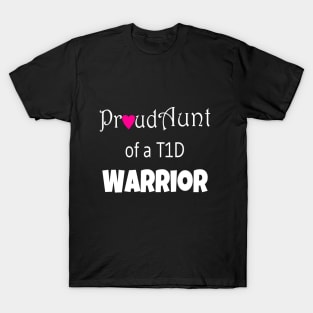 Proud Aunt - White Text - Pink Heart T-Shirt